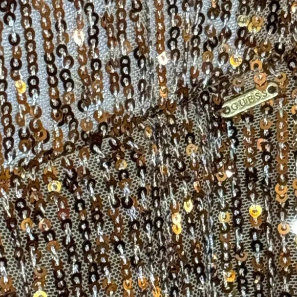 Guess Brown Leaf Sequin Palazzo Pants - Picture 3 of 4